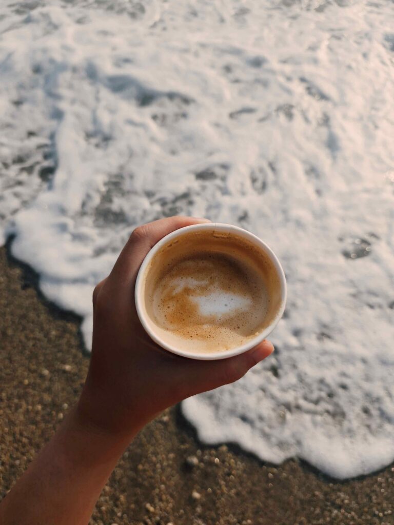Bud and bean coffee and sea 768x1024